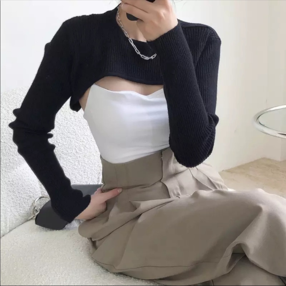 Cut Out Crop Knit Top